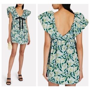 NWT Agua by Agua Bendita Floral Dos Gardenias Celeste Regal Mini Dress size L
